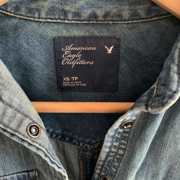 American Eagle Blue Jean Denim Long Sleeve Shirt - Picture 3 of 4